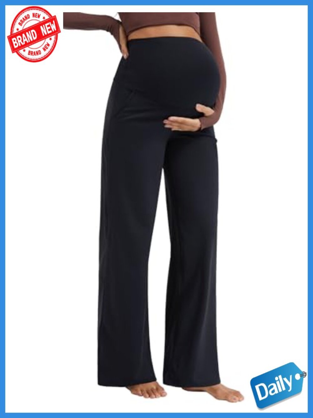 Maternity Wide Leg Yoga Pants Over The Belly Stretchy Soft Dress Pants with
